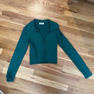 Babaton Wide-Collared Crop Shirt
